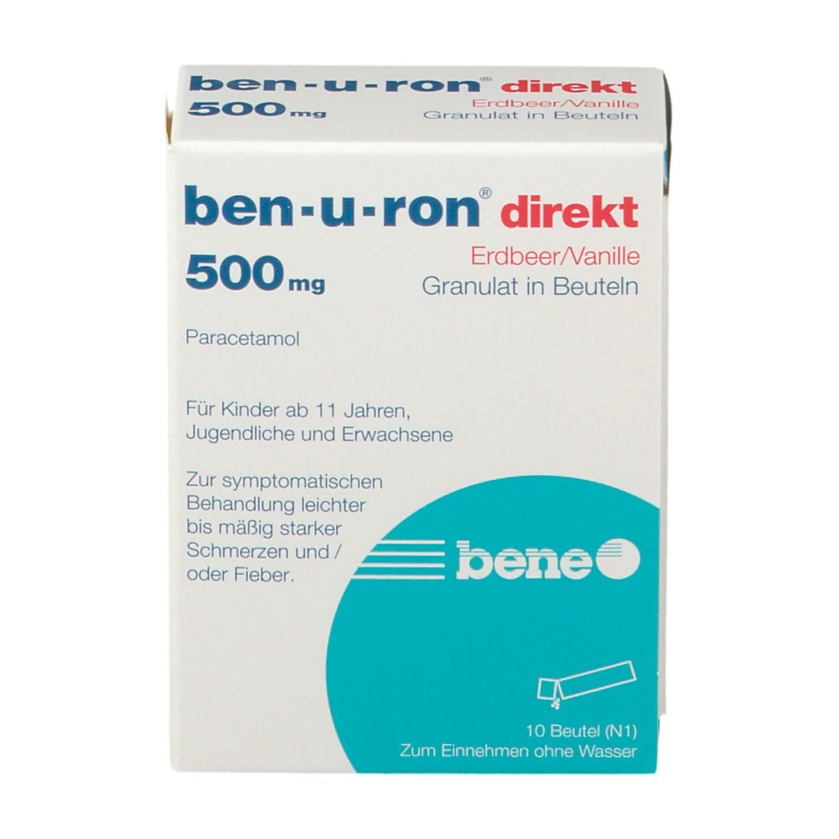 ben-u-ron® direkt 500 mg Granulat Erdbeer/Vanille