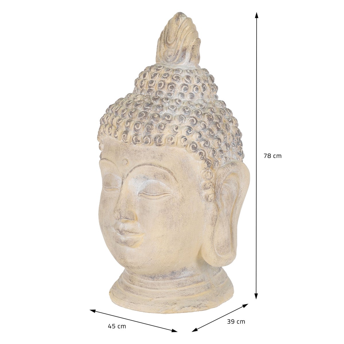 ECD Duitsland Boeddhabeeld 78 cm Beige/Grijs, Kunststeen Polyresin, Hoofdbeeld Sculptuur Decoratief Figuur Feng Shui Kunststeen Figuur Decoratief Tuinbeeld Aziatisch Decoratief Object Stenen Beeld, voor Huis en Tuin