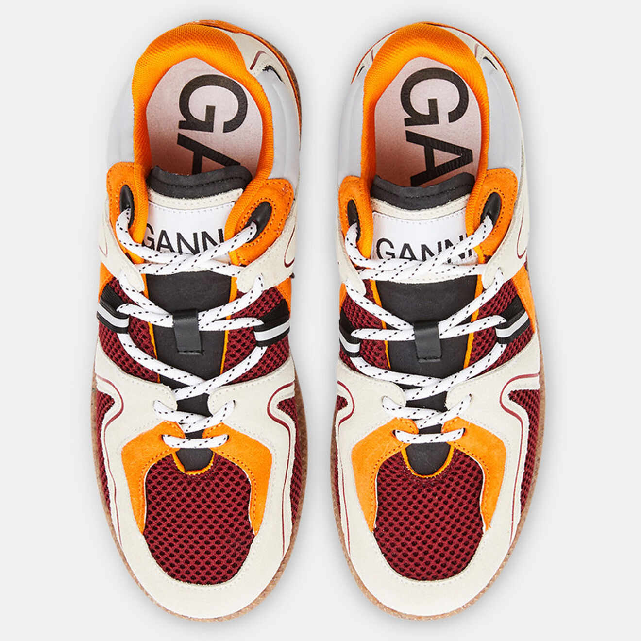 Ganni Sneakers en Cuir & Textile retro orange/blanc/rouge