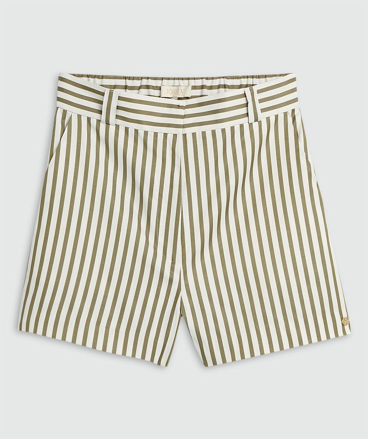 JV-BODIL mid rise wide leg shorts met strepen - dark pistachio stripe
