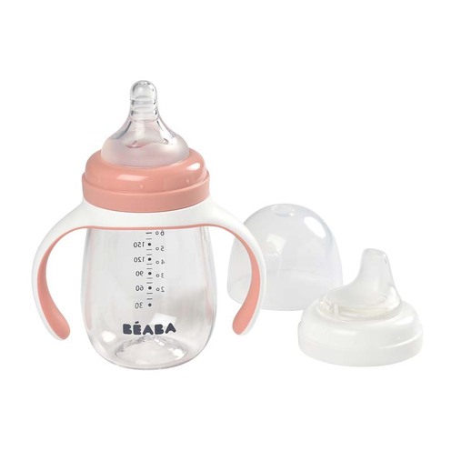 Biberon d'apprentissage 2 en 1 Rose - BEABA