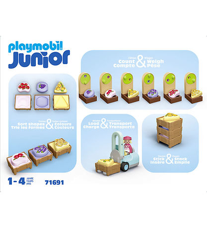 Playmobil Junior - ?kologisk Markedsbod og Gaffeltruck - 71691 -