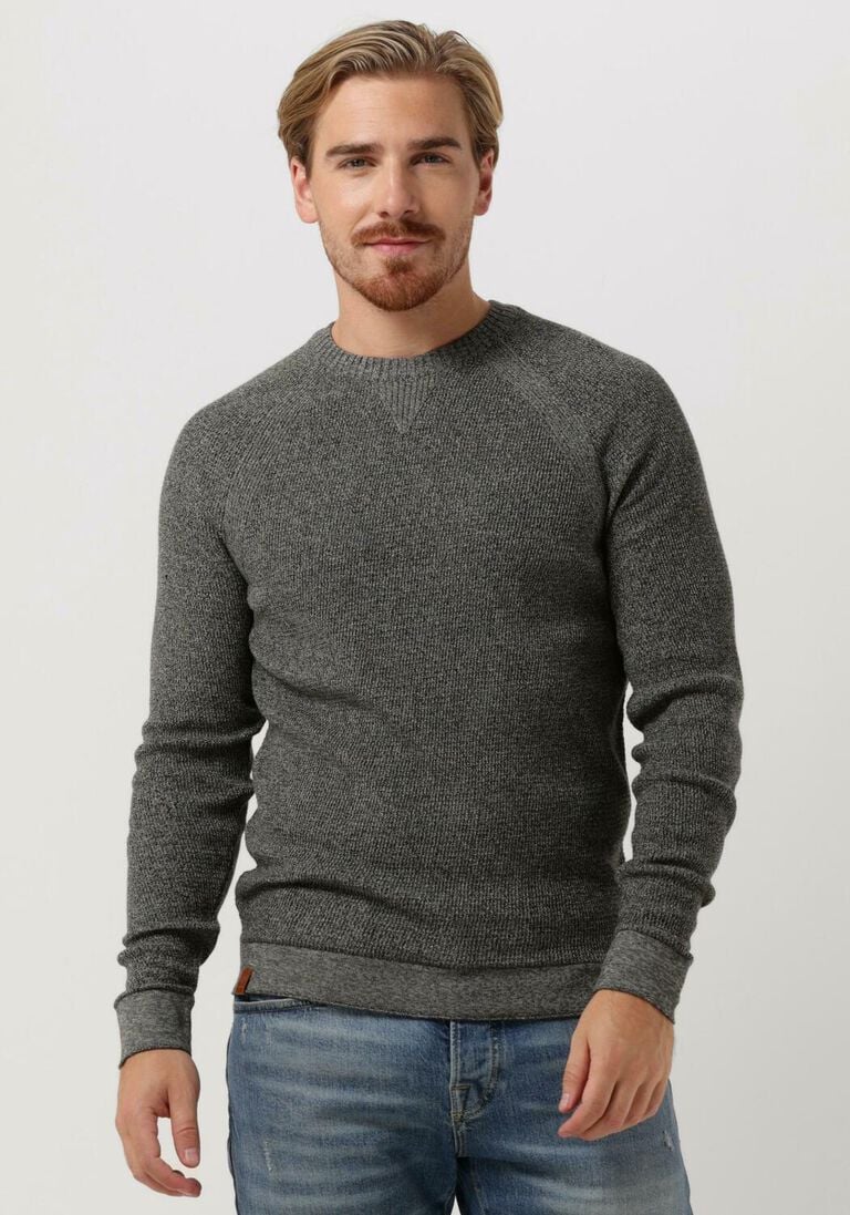 CAST IRON bruine cast iron trui r-neck cotton mouline slub