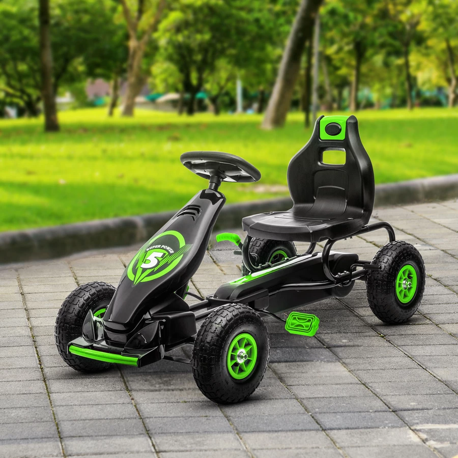 HOMCOM Go Kart mit verstellbarem Schalensitz schwarz, grün