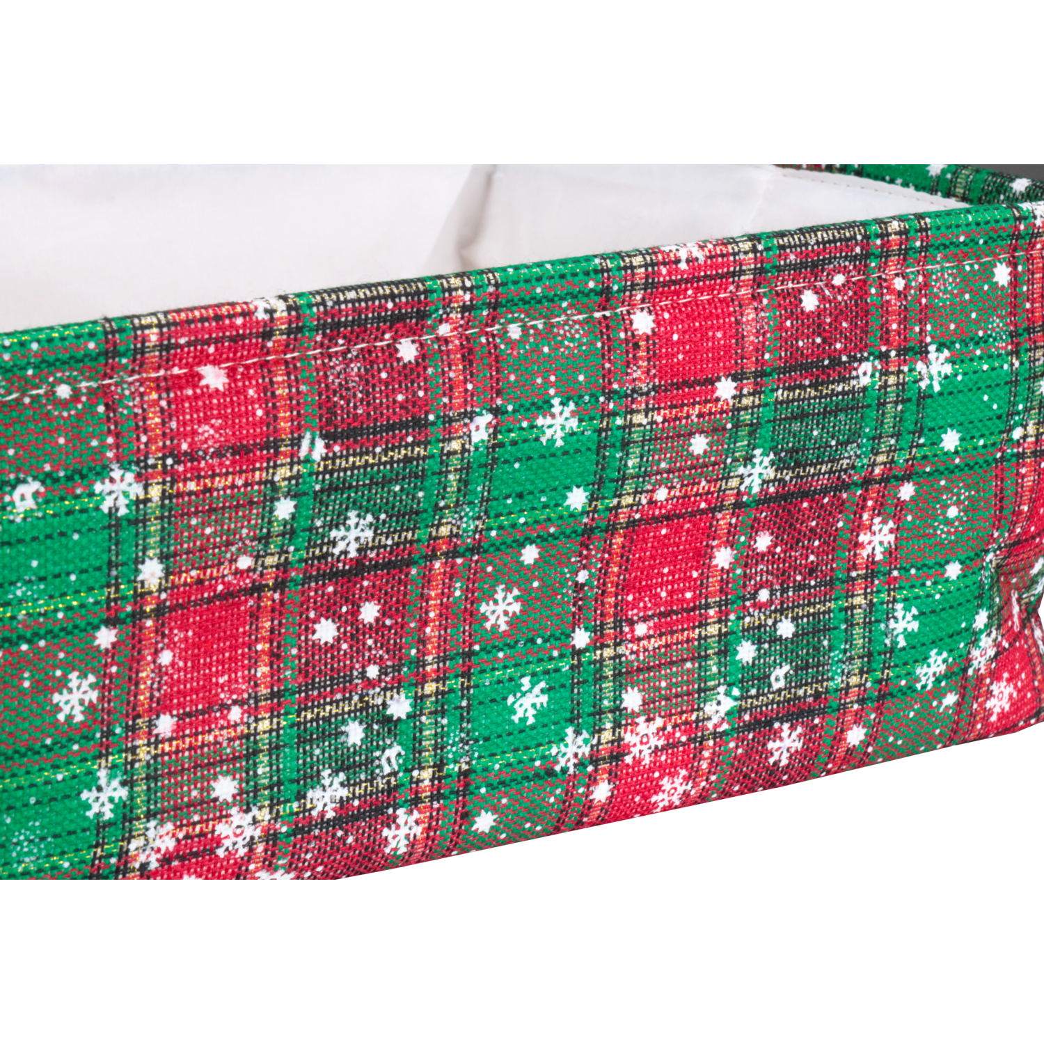 Mand, pE, 38x26x13cm, rechthoekig, rood/groen/wit
