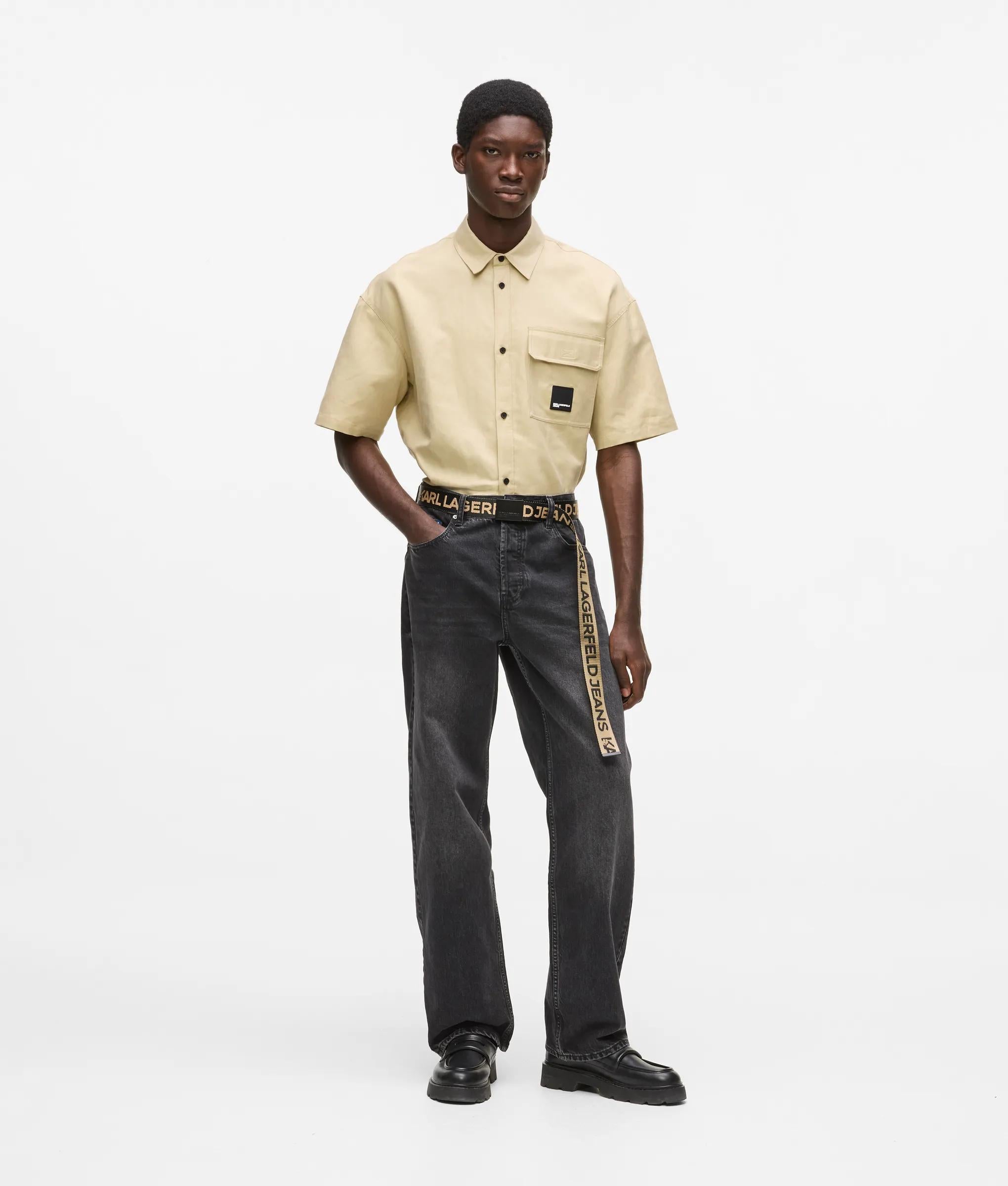 Linnen melange met korte mouwen shirt