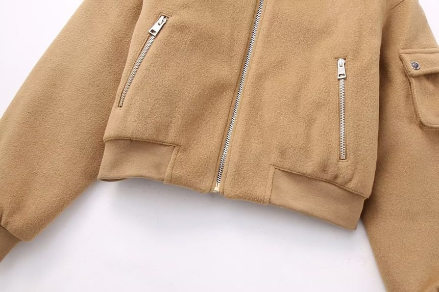 Avauntgardo - Effen fleece bomberjack met rits