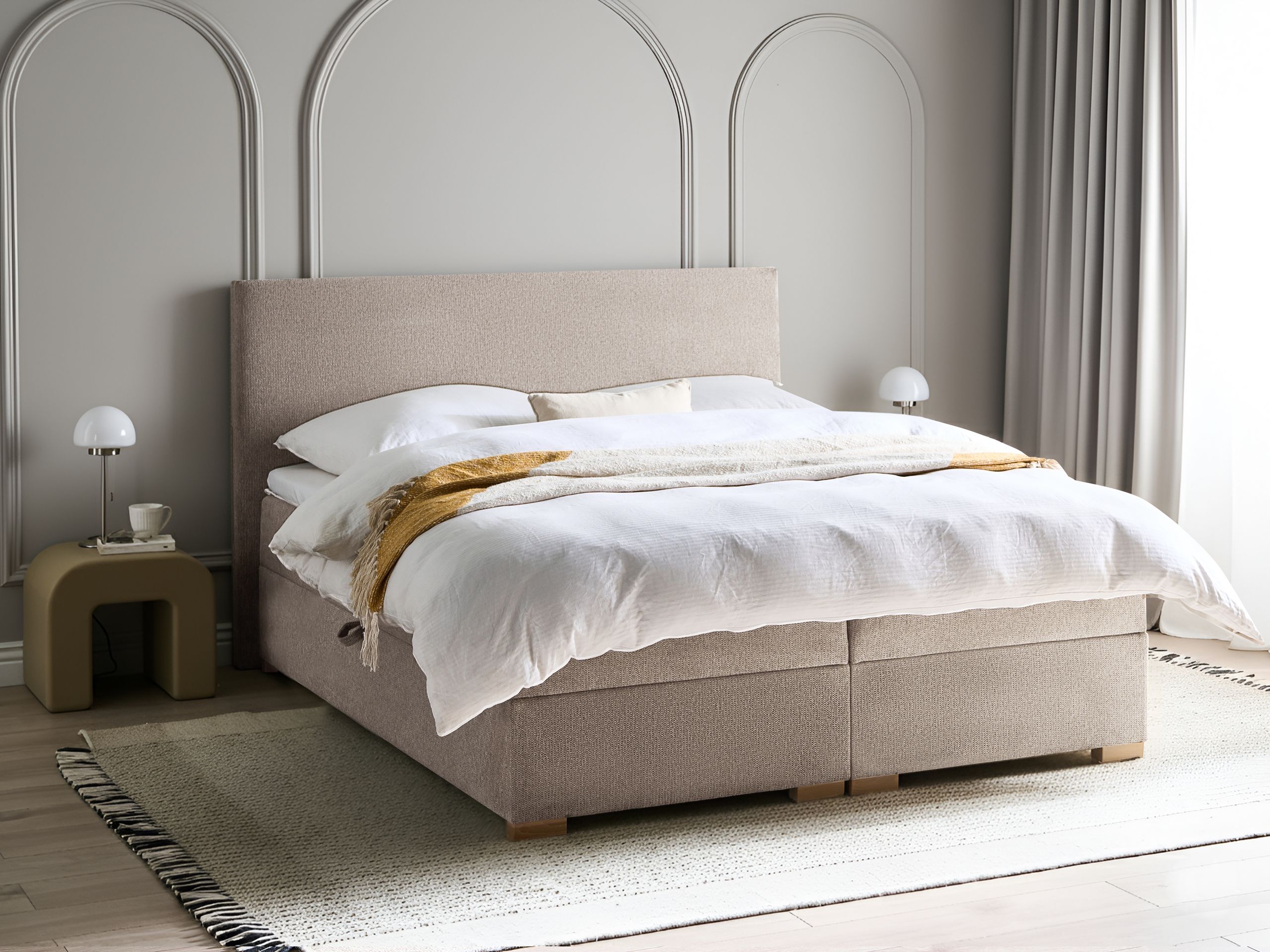 Beliani - MAJOR - Boxspring - Taupe - 160 x 200 cm - Stof