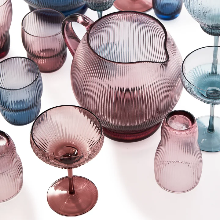Pols Potten - Pum Coupe Glas, dunkelviolett (2er-Set)
