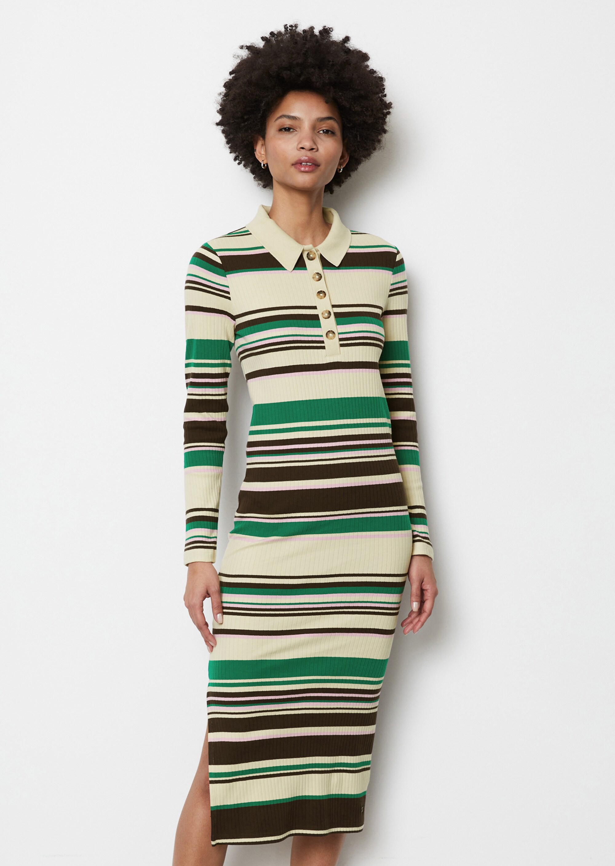Polo-Jerseykleid slimaus Interlock-Jersey