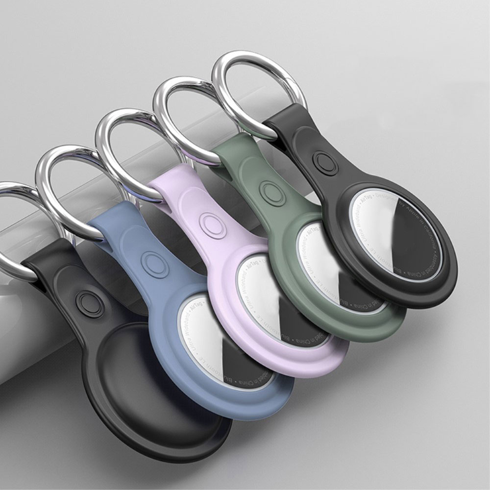 (4er Set) Apple AirTag Anhänger Silikon Case Hülle Schlüsselanhänger mit Schlüsselring