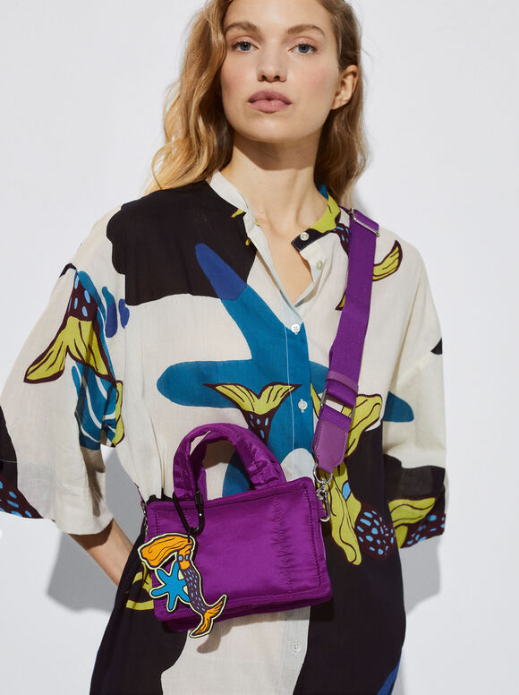 Mini Bolsa Tote de Nylon - Violeta