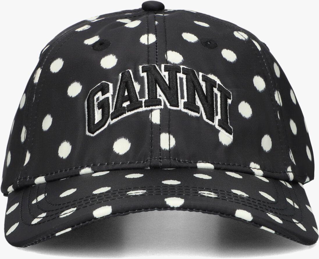 zwarte ganni pet printed nylon cap