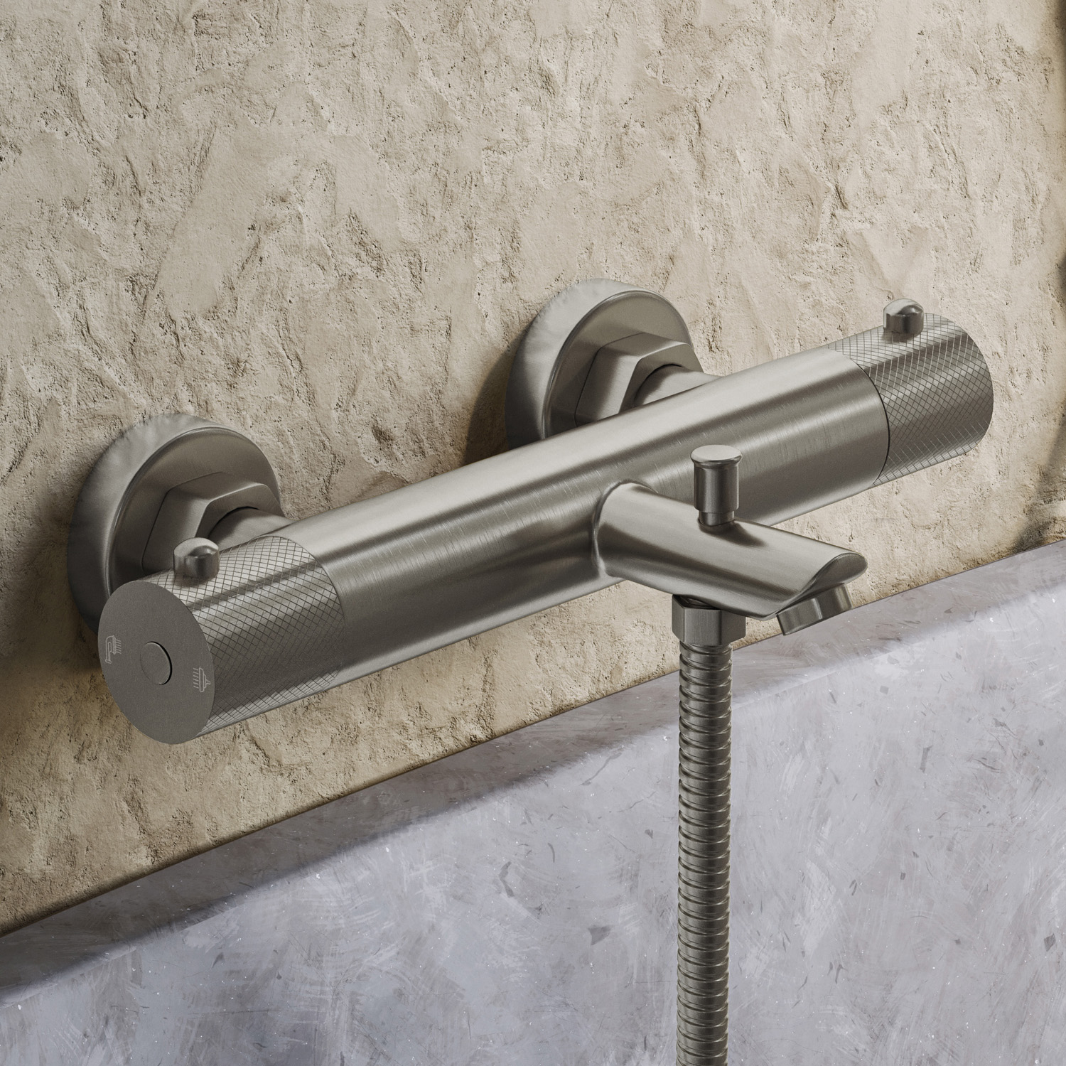 Saniclear Exclusive Curved thermostatische opbouw badkraan met handdouche RVS