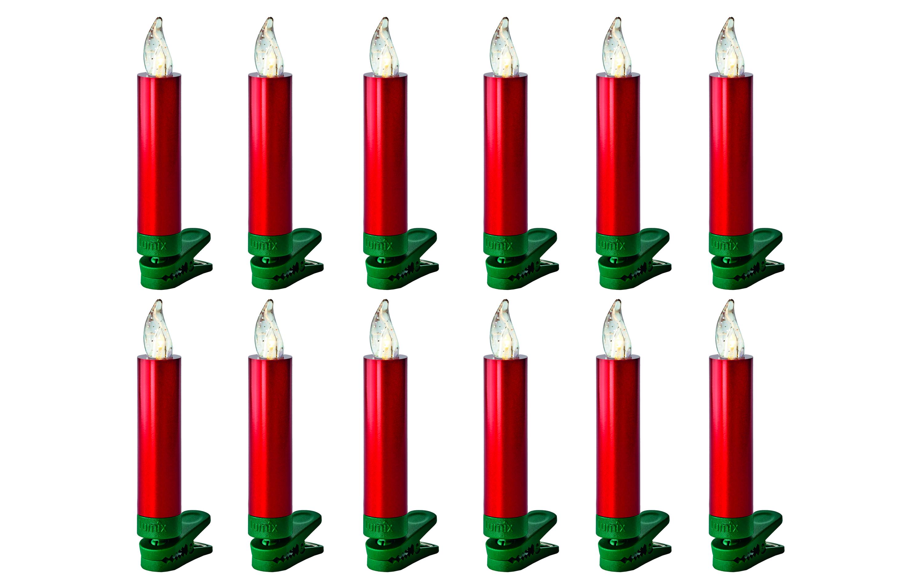 LED Baumkerze SuperLight Mini, Rot, 12er-Starter SetLED Christbaumkerze mit Fernbedienung