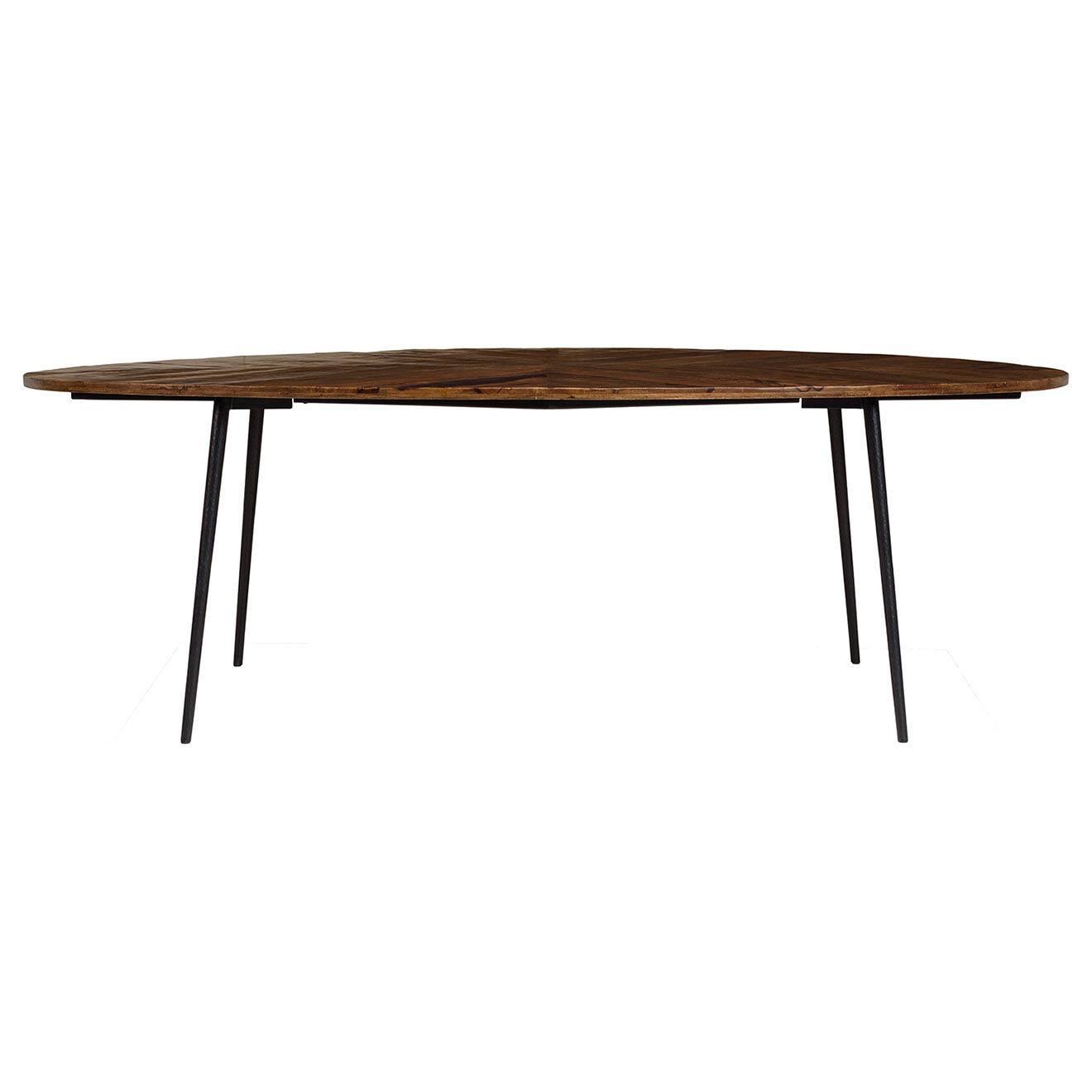 Macabane Table à manger ovale plateau chevrons Kiara bois - 240x109x78 cm