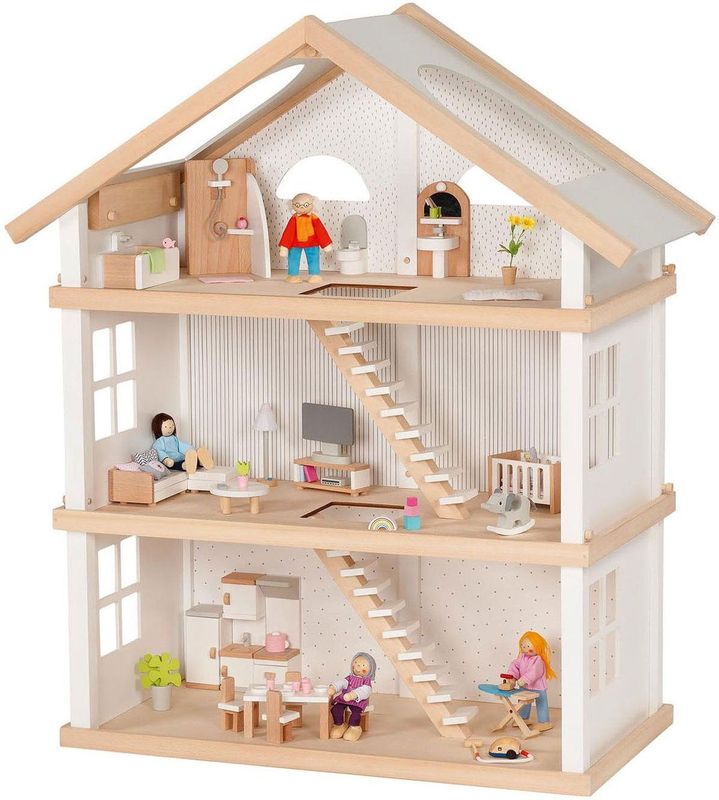 Goki - Houten Poppenhuis - Modern Living - 3 Verdiepingen - Hout
