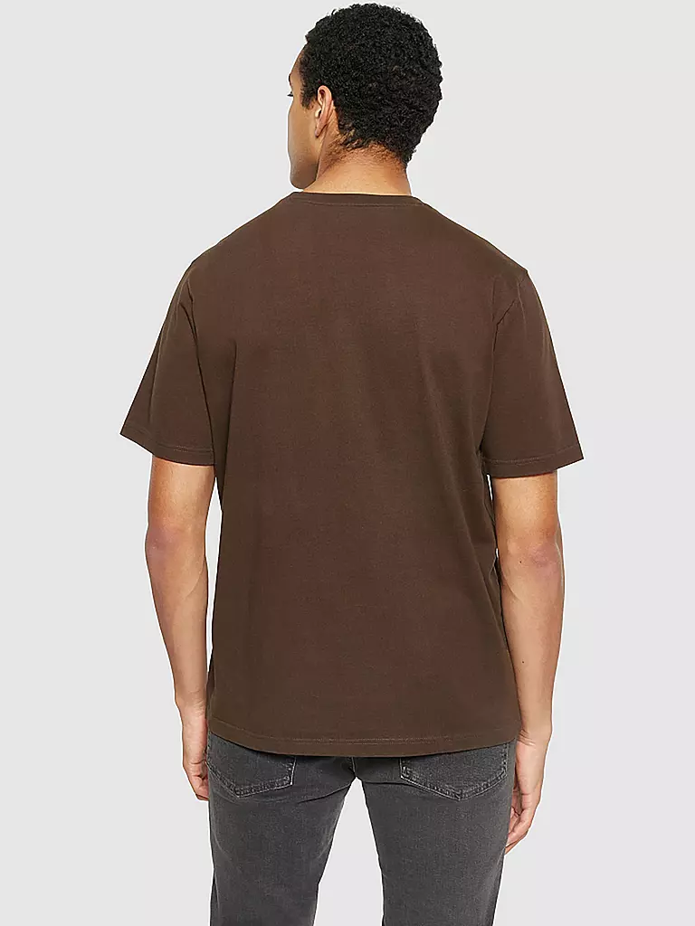 KNOWLEDGE COTTON APPAREL T-Shirt OWLS CHEST braun