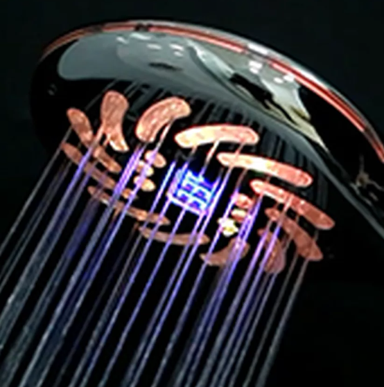 LED Duschbrause Kleid Massage Duschkopf mit LCD Display (05981398) - Silber