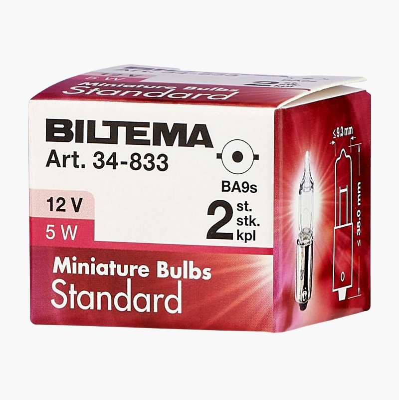 Glødepære, BA9s, 12 V, 5 W, 2 stk.