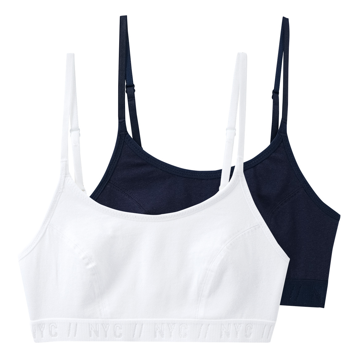 Yigga 2 Mädchen Bustiers im Basic-Look weiss / dunkelblau