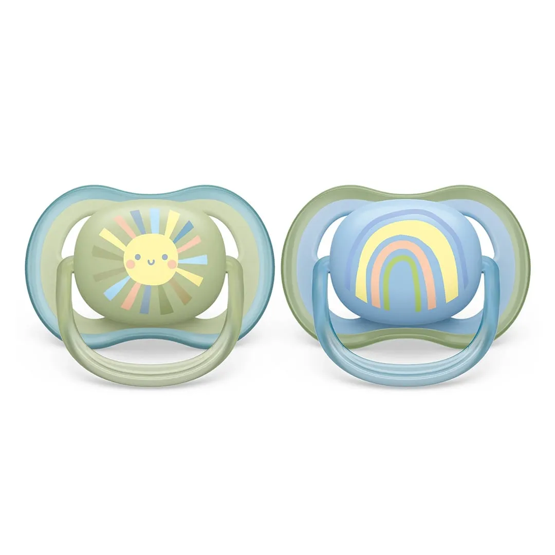 Philips Avent Suce Ultra Air 0-6 mois Soleil Souriant  Arc-en-ciel Bleu (2)