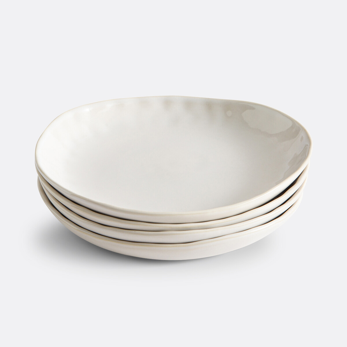 LA REDOUTE INTERIEURS<br>Conjunto de 4 pratos de jantar em faiança, cor creme