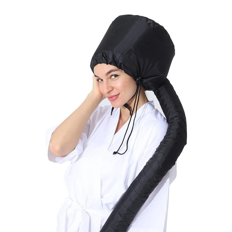 Haartrockner Aufsatz Haar Styling Föhn Haube mit langem Schlauch - Schwarz