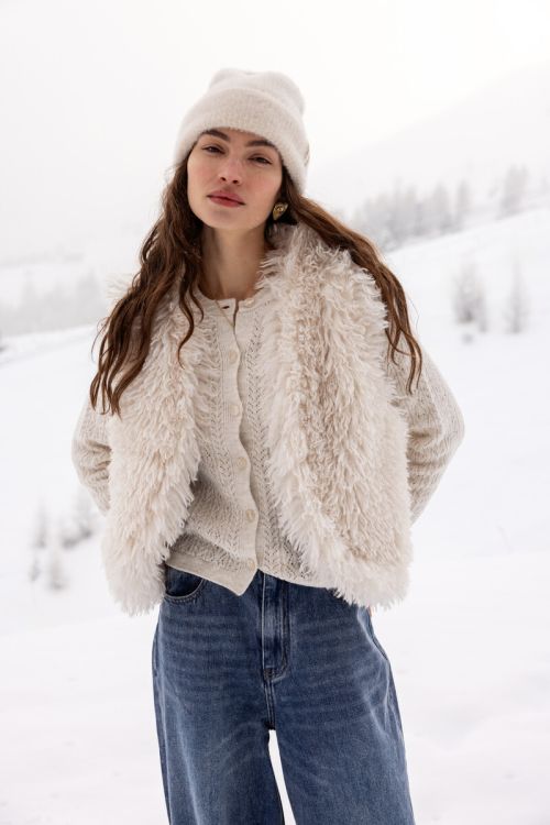 Multikleur furry gilet reversible