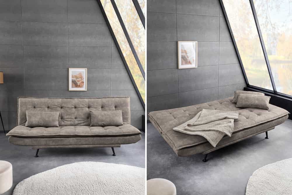 Modernes Schlafsofa JAZZ 190cm antik taupe Microfaser 3-Sitzer Couch