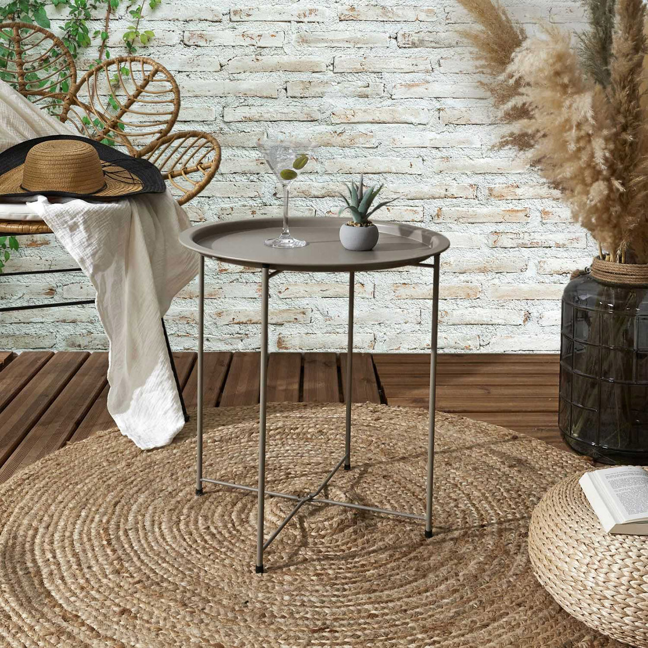 Home Deco Factory Table Sienna beige - D.47xH.50 cm