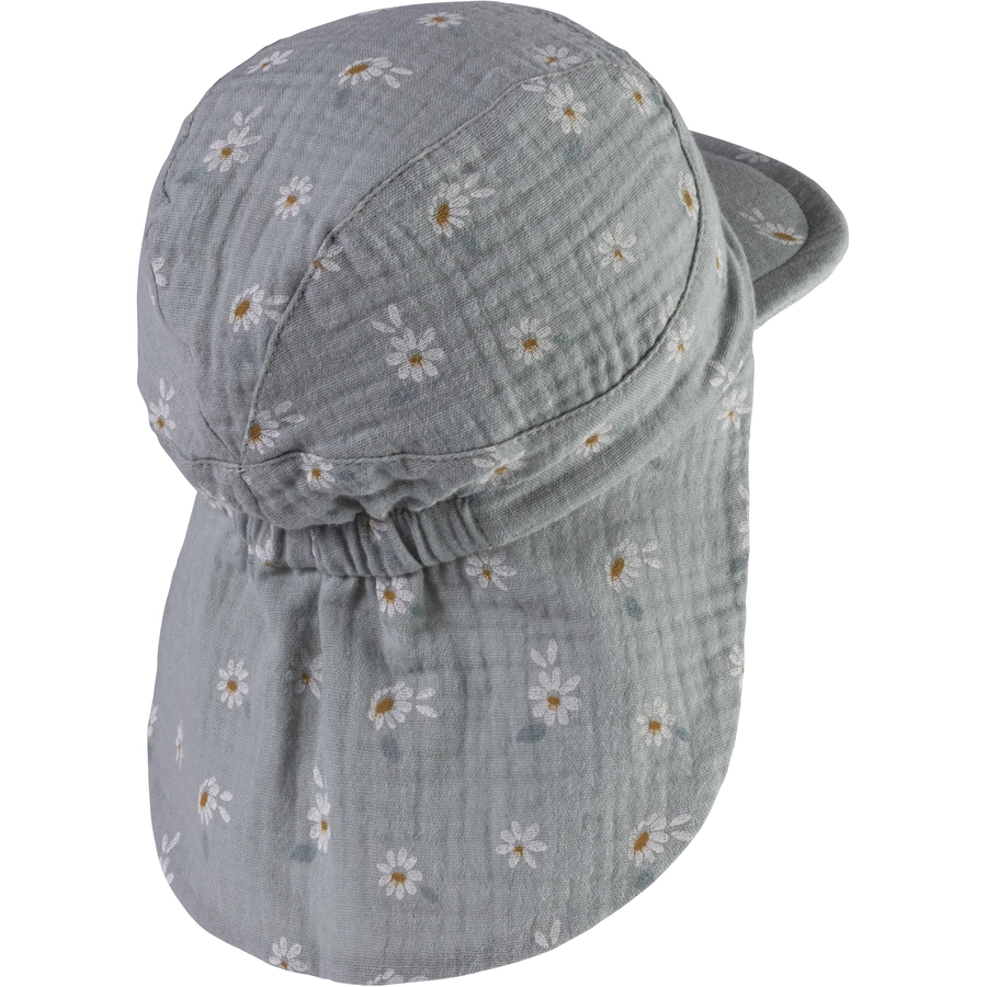 Sterntaler Schirmmütze mit Nackenschutz Gänseblumen steingrün