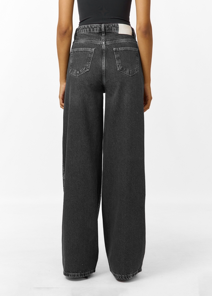 Birthe strass jeans donkergrijs