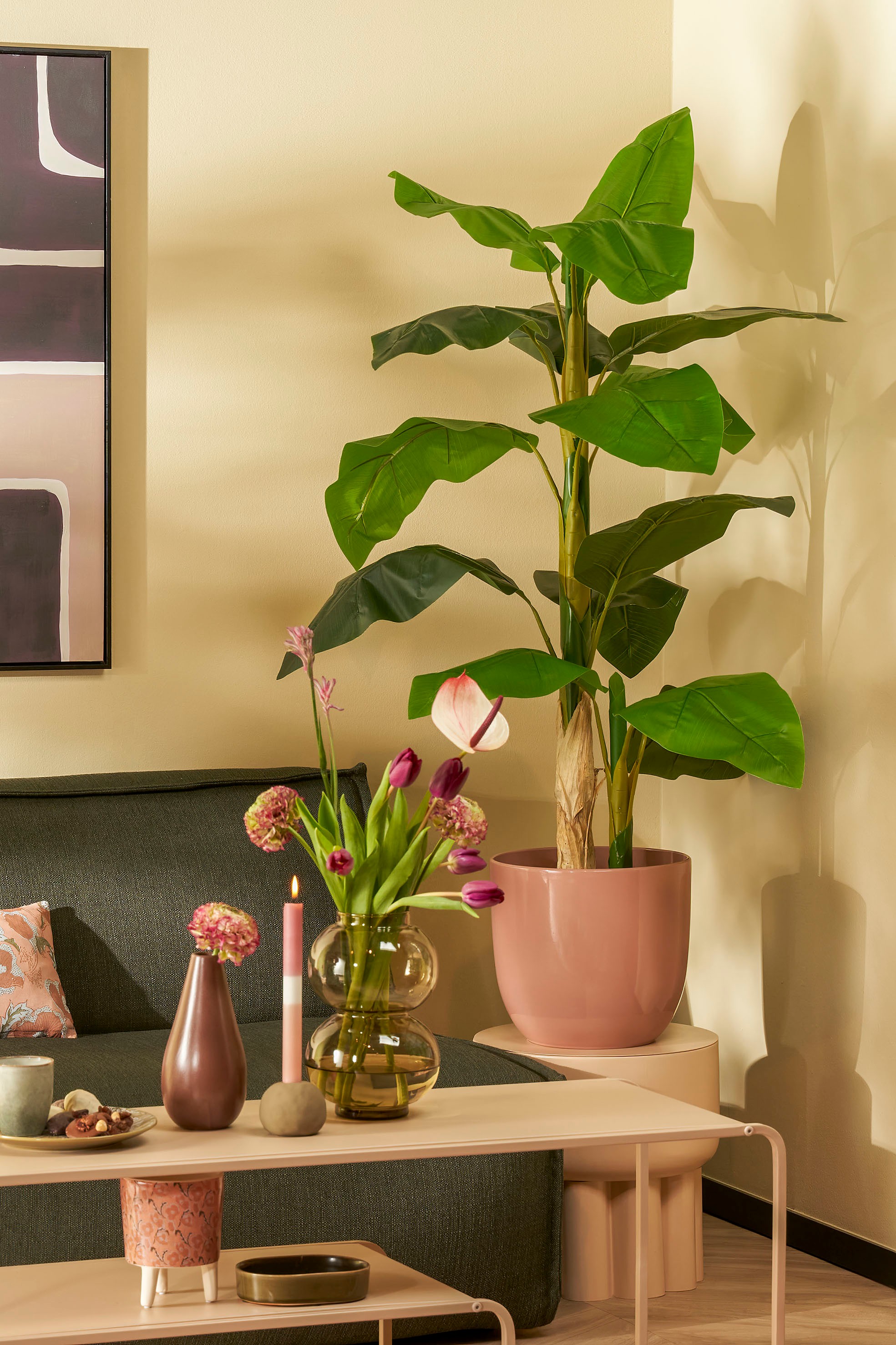 Strelitzia artificielle vert en pot h150