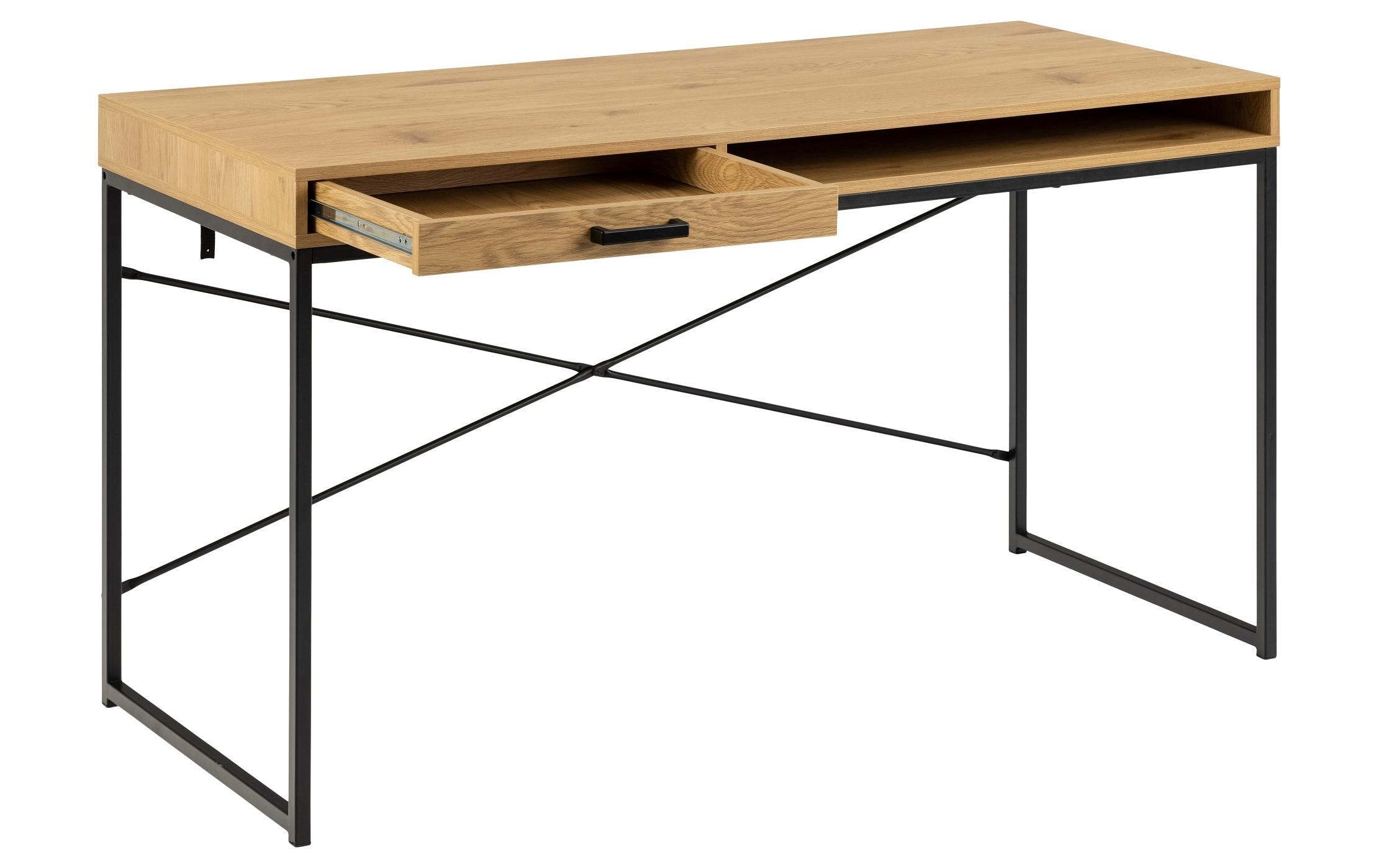 Tisch Seaford, Schwarz matt / Wildeiche matt<br>Bürotisch im modernen Industriestil