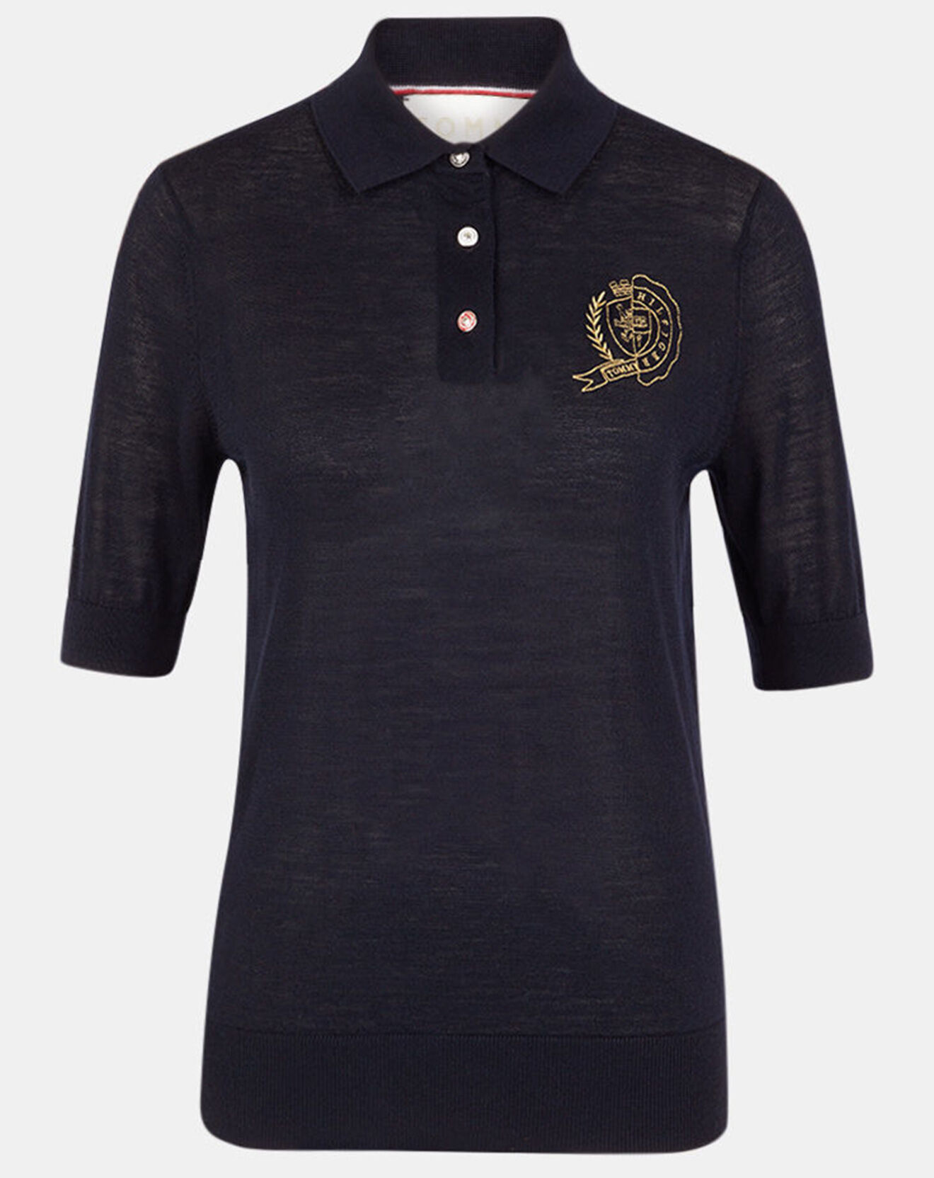 Tommy Hilfiger Polo en Laine & Soie mélangées Icon Crest bleu marine