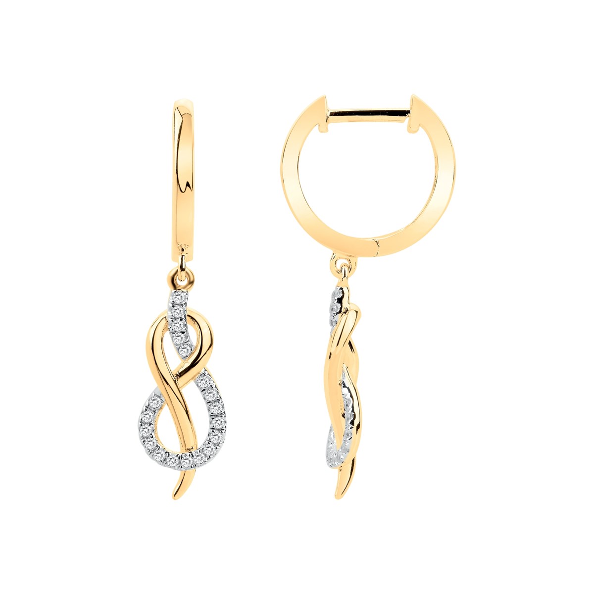 Boucles d'oreilles pendantes en Plaqué Or avec oxyde de zirconium blanc