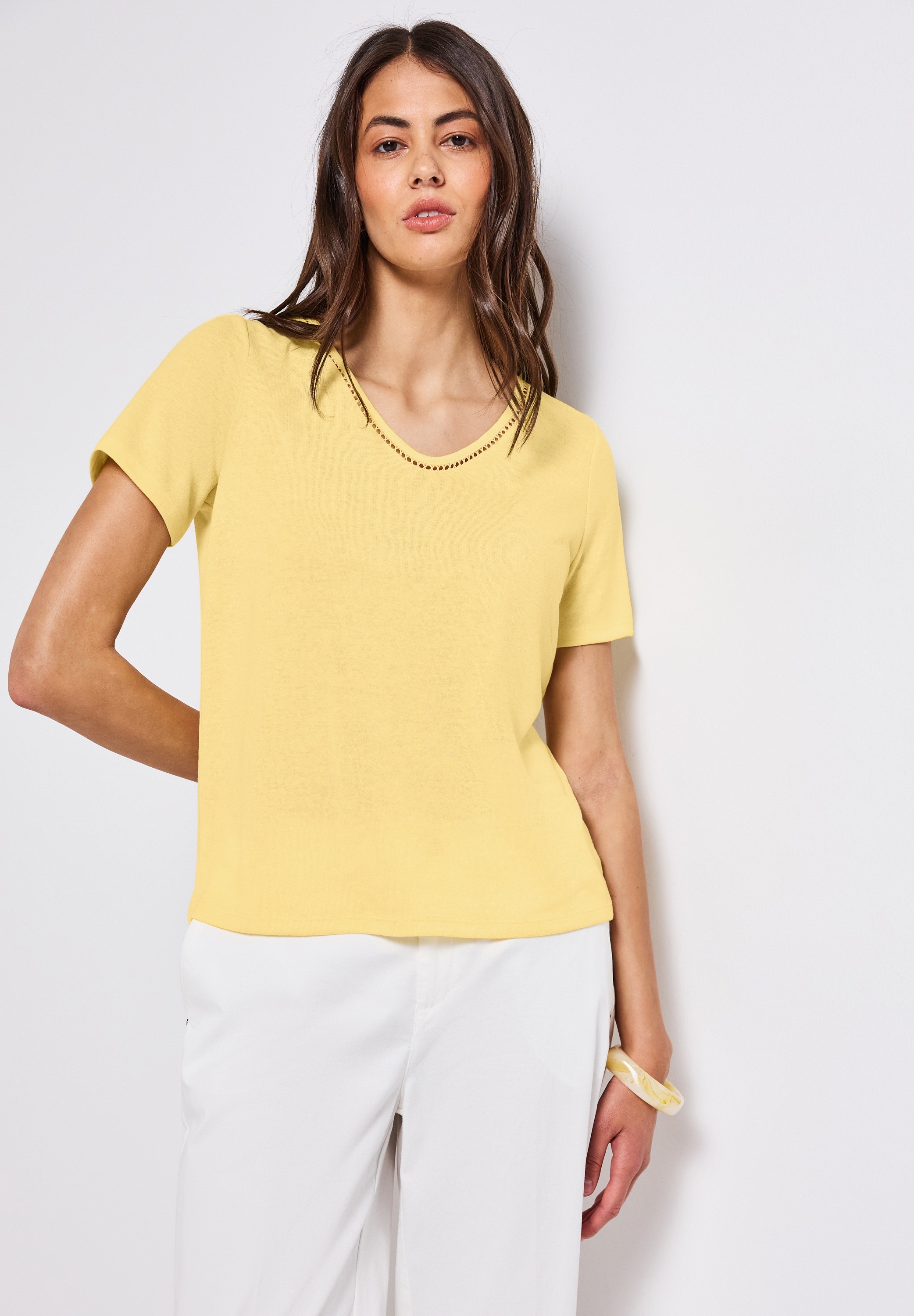 STREET ONE T-Shirt , mit Häkel-Details und Viskose