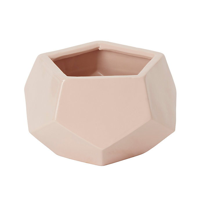 Pot rond émaillé motifs géométriques rose ø9 cm