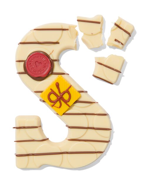 lettre S en chocolat blanc décorée à la main 200g