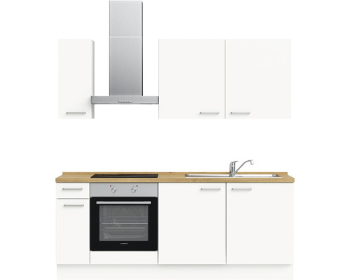 Nobilia Elements keukenblok met apparatuur Urban 210 cm alpinewit mat voorgemonteerde variant links 4004539052208
