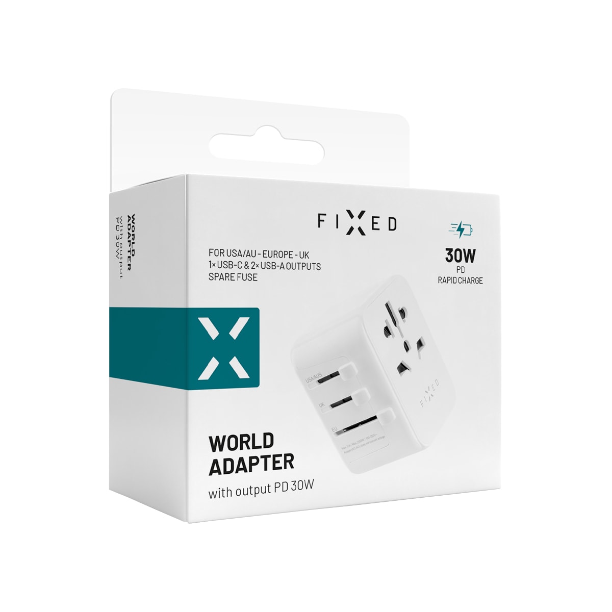 Fixed World 30W reiseadapter (hvit)