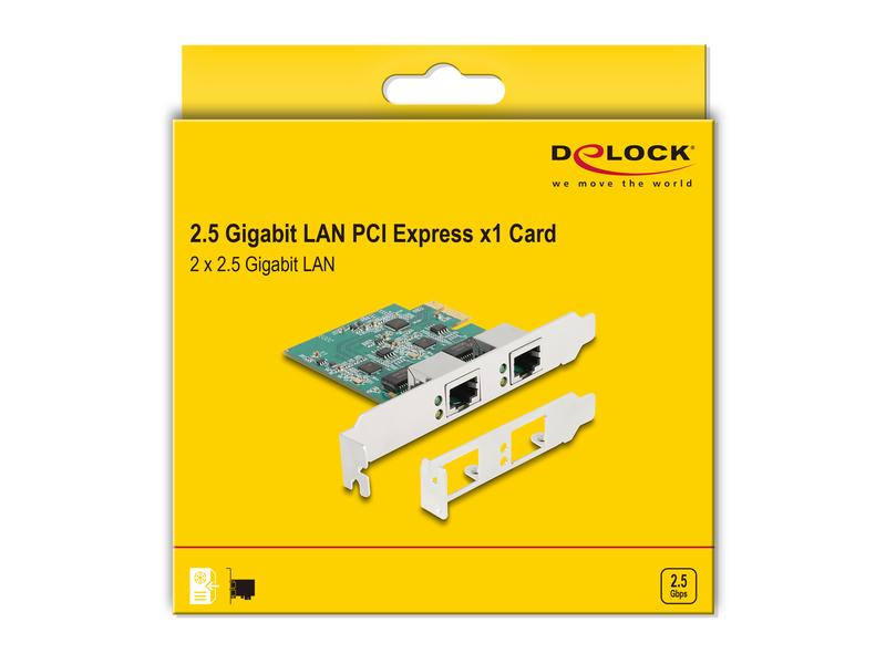 Delock Netzwerkkarte 2x RJ45 2.5 Gbps PCI-Express x1 Delock PCI Express x1 Karte zu 2 x RJ45 2.5 Gigabit LAN RTL8125