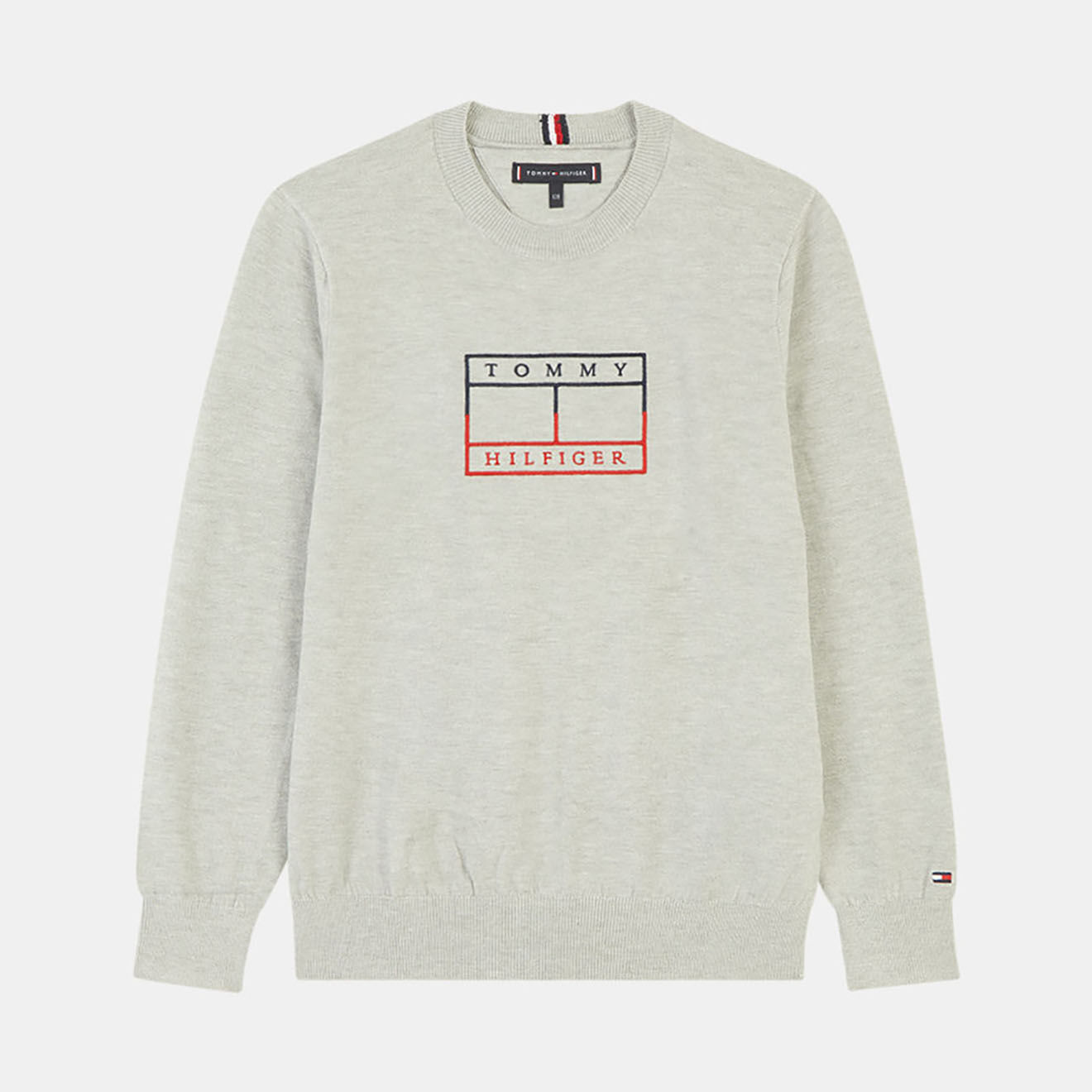 Tommy Hilfiger Pull logo carré gris