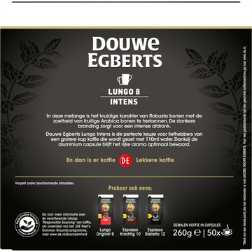 Douwe Egberts Lungo 8 Intens Gemalen Koffie 45 + 5 Gratis Capsules 260 g