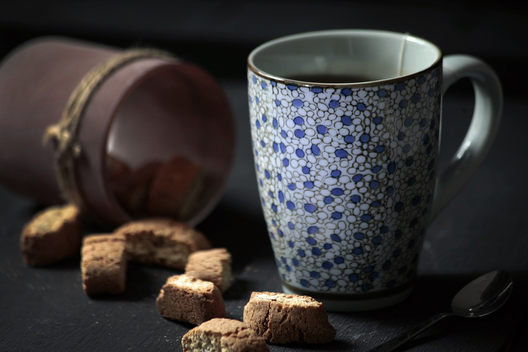 Tasse Gordes 'Kreise', blau, hellgrau, H 12 cm, Ø 9,5 cm zu 4,80