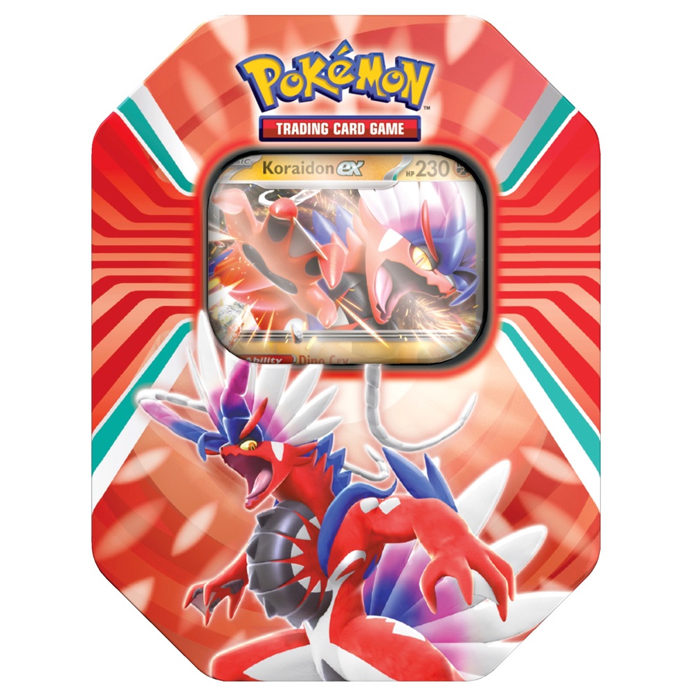 Pokémon-Sammelkartenspiel: Paldea Legends Tin Koraidon oder Miraidon Sortiment