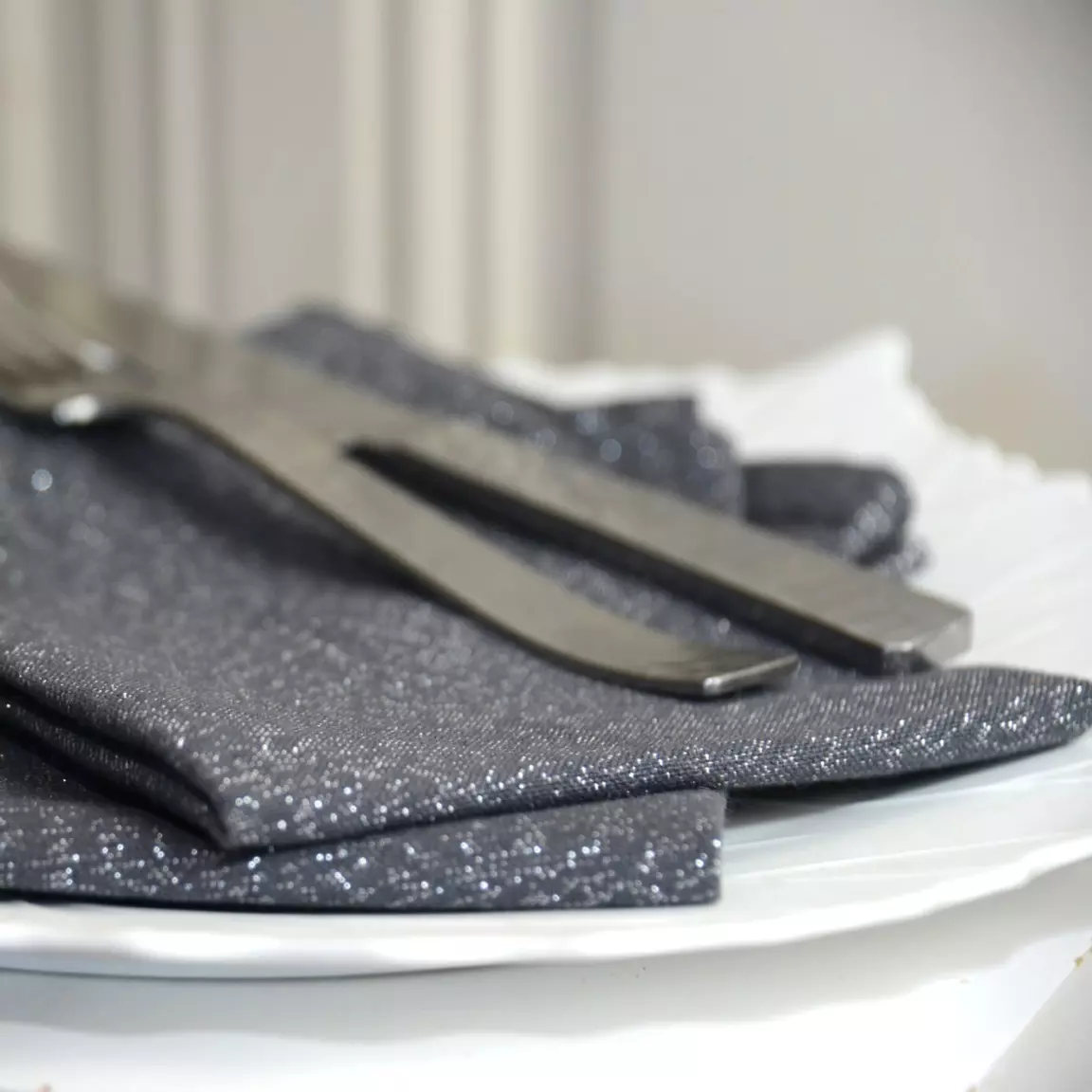 Lot de 3 serviettes coton (40 x 40 cm) Etincelle Anthracite