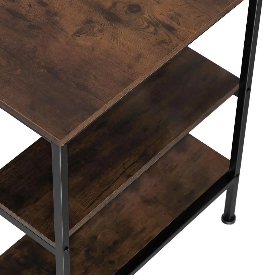 tectake Bureau Canton 120x60x75,5cm, Industrieel Hout Donker, Rustiek