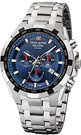 Swiss Alpine Military - Chronograaf Horloge - Blauw - 10 Atm - 46 mm - Model 7043.9135